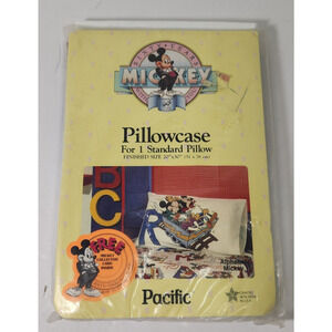 VTG Pacific Disney Mickey Minnie Donald Daisy Pillowcase Alphabet Roller Coaster